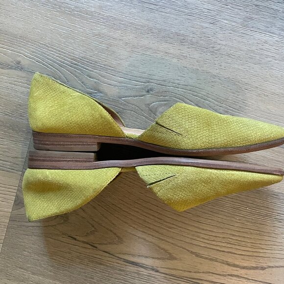Madewell The Marisa D’Orsay Embossed Yellow Suede Flat Size 8 Fall - Picture 5 of 10